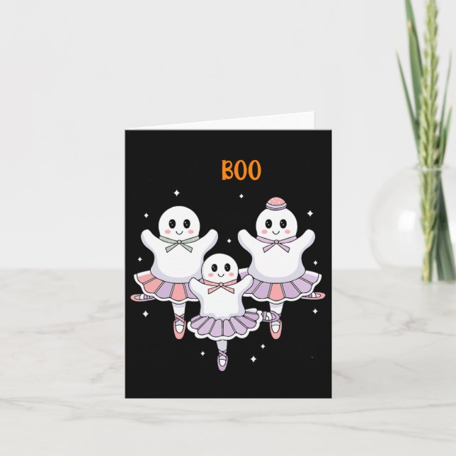 Pas De Boo-rée Ballet Dancer Spooky Ghost Hallowee Card (Front)
