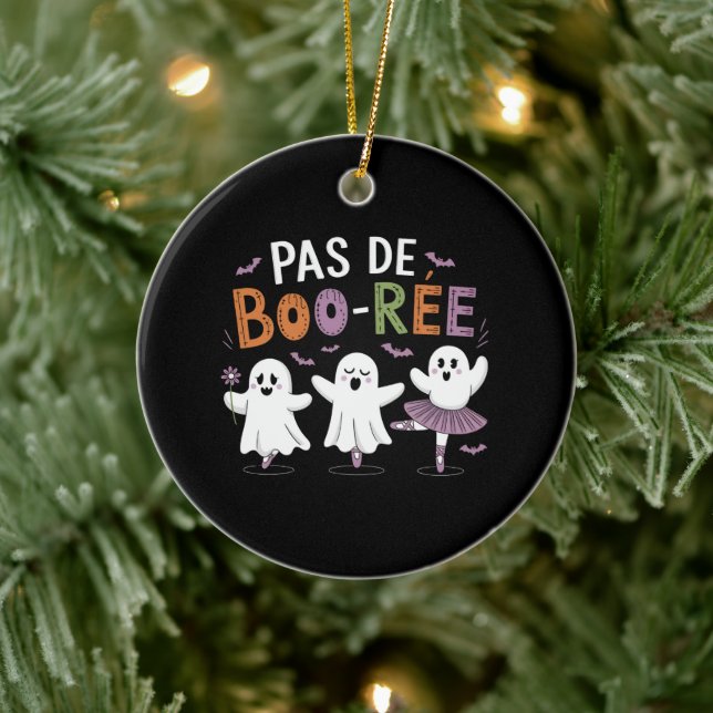 Pas de BOO-ree Ghost Ballet Dancer Teacher  Ceramic Ornament (Tree)