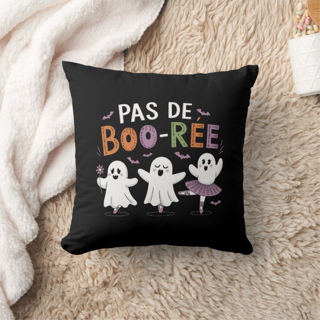 Pas de BOO-ree Ghost Ballet Dancer Teacher  Throw Pillow (Blanket)