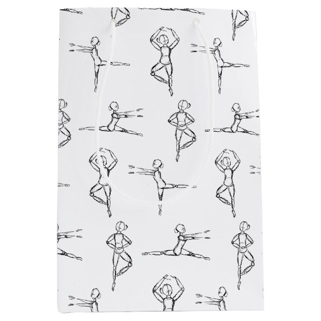 Pas De Doodle Ballerina Ballet Dancer Recital  Medium Gift Bag (Front)