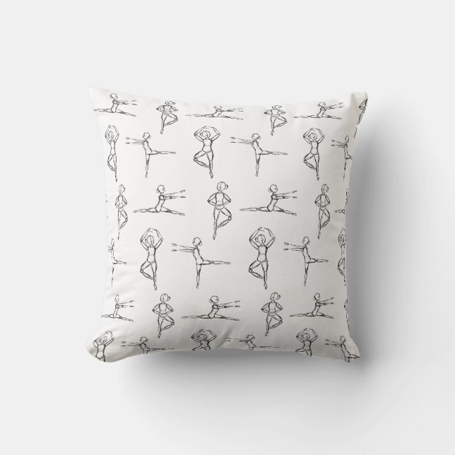 Pas De Doodle Ballerina Ballet Dancer  Throw Pillow (Front)