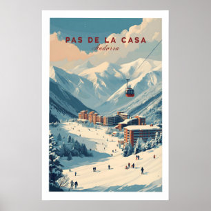 Pas de la Casa Winter Village and Slopes Print Ski