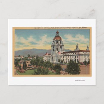 Pasadena  Ca - View Of City Hall & Public Librar Postcard by LanternPress at Zazzle