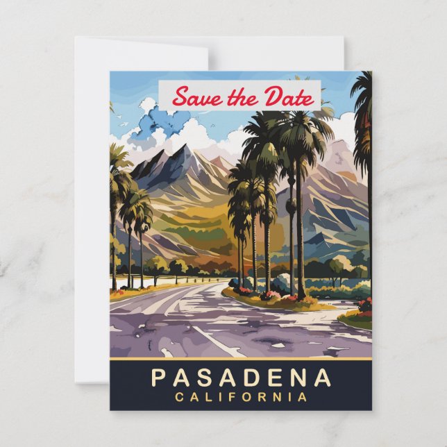 Pasadena California Palms Wedding Invitation (Front)
