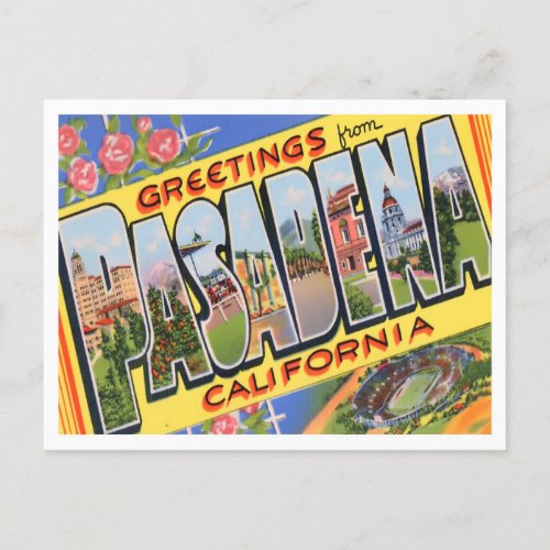 Pasadena California Vintage Big Letters Postcard