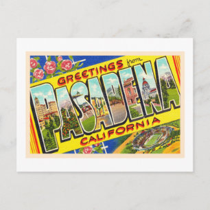 Pasadena California Vintage Large Letter Postcard