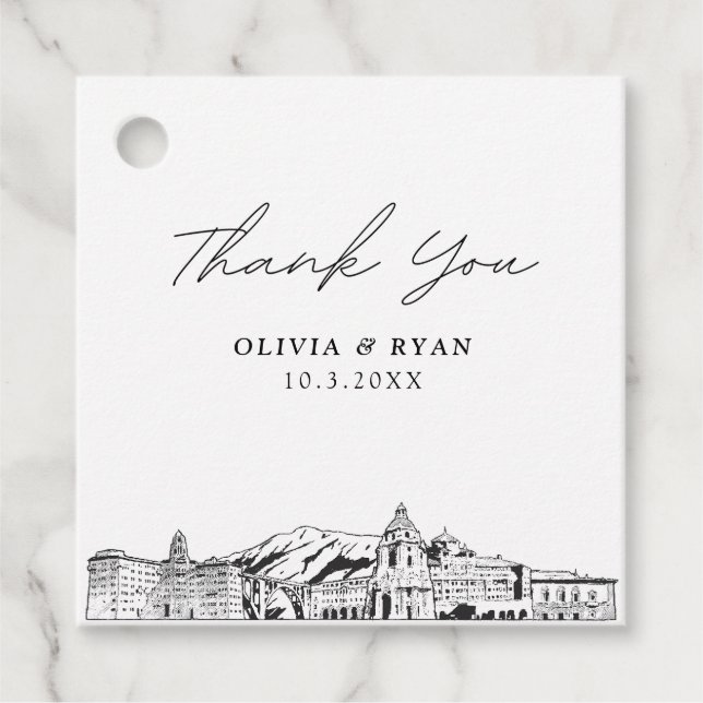 Pasadena Landmarks Wedding Favor Tag (Front)