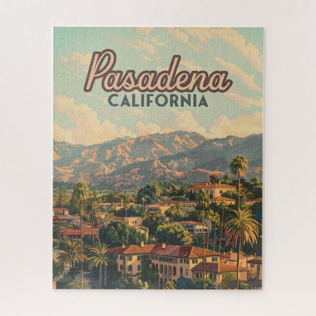 Pasadena Los Angeles California Mountains Vintage  Jigsaw Puzzle