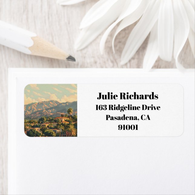 Pasadena Los Angeles California Return Address Label (Insitu)