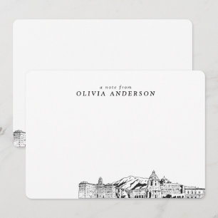 Pasadena Skyline Sketch Personalized Note Cards