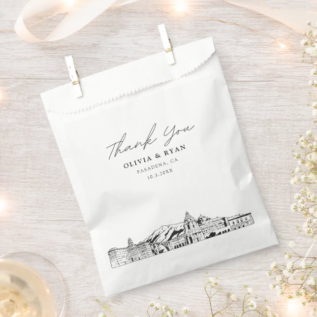 Pasadena Wedding Skyline Personalized Favor Bag  (Clipped)
