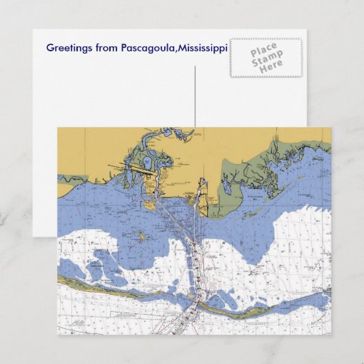 Pascagoula,Mississippi Nautical Chart Postcard Zazzle