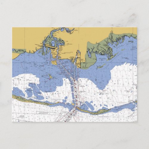 PascagoulaMississippi Nautical Chart Postcard