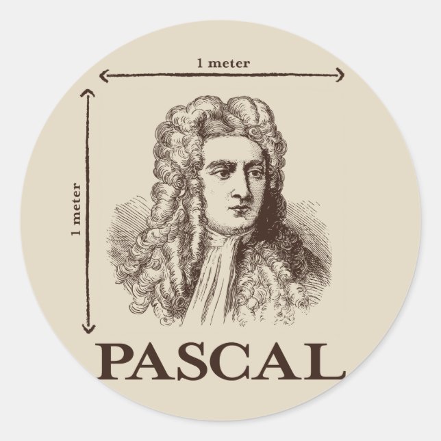 Pascal = 1 newton per square meter math joke classic round sticker (Front)