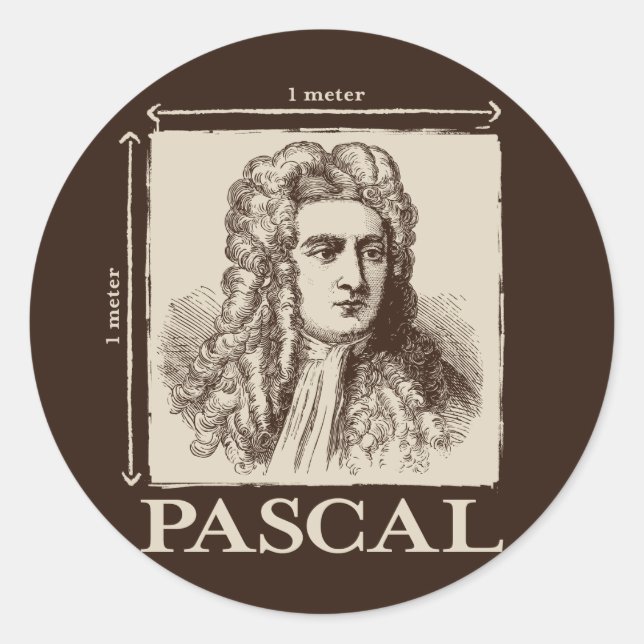 Pascal = 1 newton per square meter math joke classic round sticker (Front)
