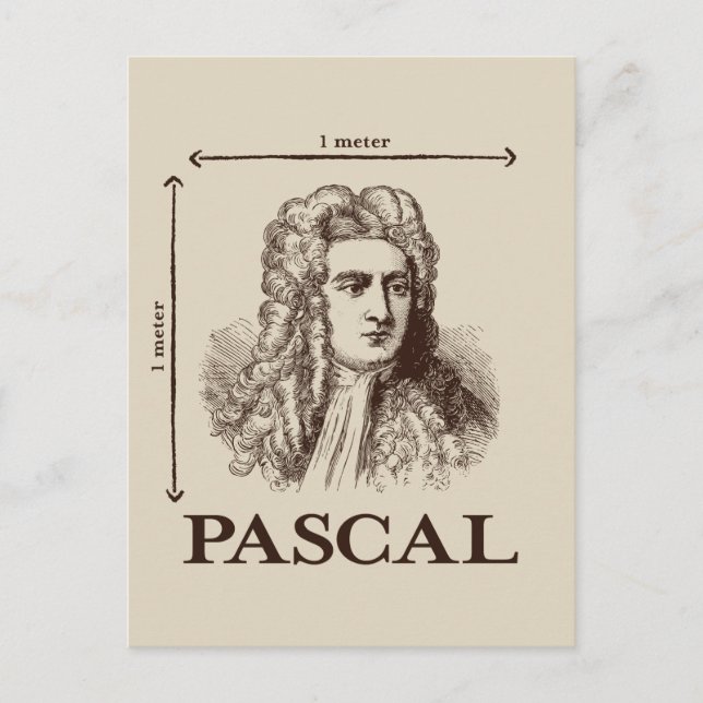 Pascal = 1 newton per square meter math joke postcard (Front)