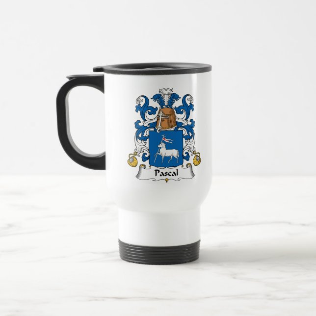 Pascal Family Crest Travel Mug (Left)