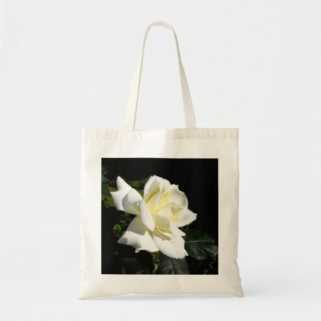 Pascali white hybrid tea rose tote bag (Front)