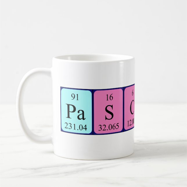 Pascaline periodic table name mug (Left)