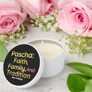 Pascha Faith Family and Tradition Christian Easter Mini Candle Favors