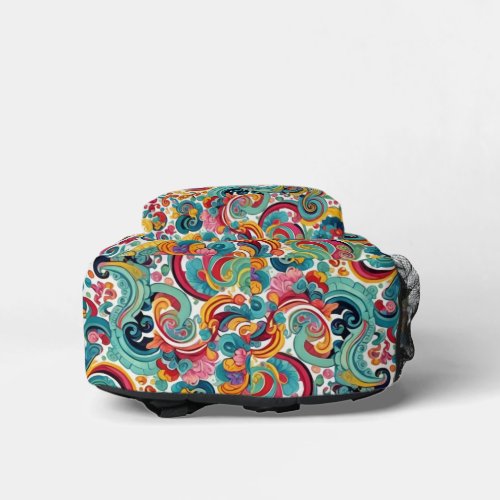 pasific culture inspired vibrant colors printed backpack