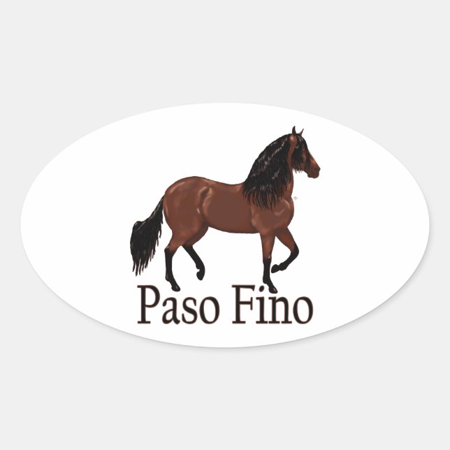 Paso Fino Bay "Paso Fino" Oval Sticker (Front)