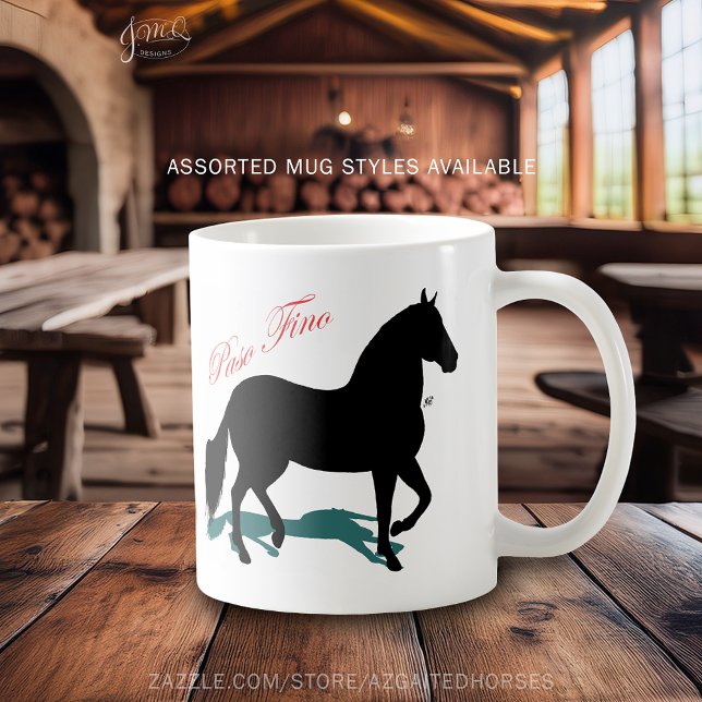 Paso Fino Black Horse Silhouette Coffee Mug (Paso Fino black horse silhouette with red script text mug 🐎☕)