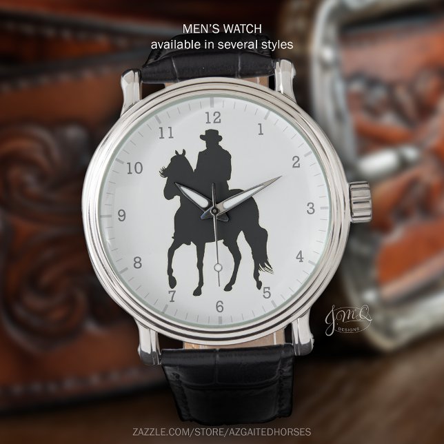 Paso Fino Horse and Rider Silhouette Watch (Classic Paso Fino rider silhouette watch design ⌚🐎)
