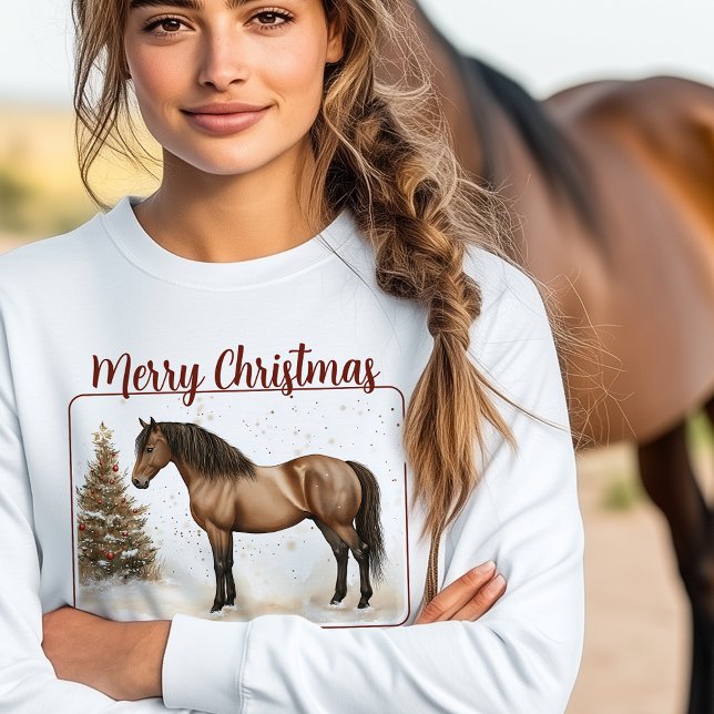 Paso Fino Horse Merry Christmas Watercolor Sweatshirt (Paso Fino Horse Merry Christmas Watercolor Sweatshirt)