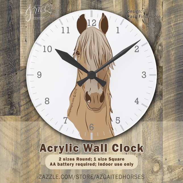 Paso Fino Palomino Horse Illustration Round Clock (Elegant Paso Fino palomino horse art clock ⏰🐎)