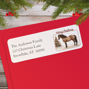 Paso Horse Merry Christmas Watercolor Return Label