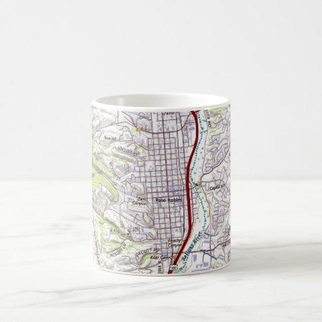 Paso Robles, California Map Coffee Mug (Center)