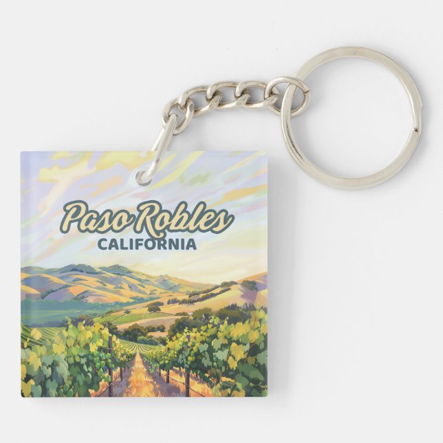 Paso Robles California Vineyard Central Coast Keychain (Back)
