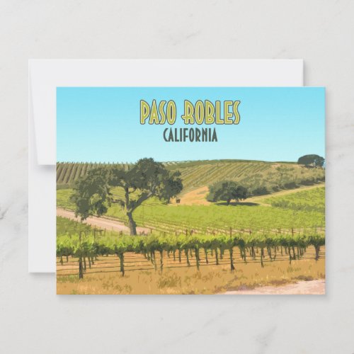 Paso Robles California Vineyard Vintage Flat Card