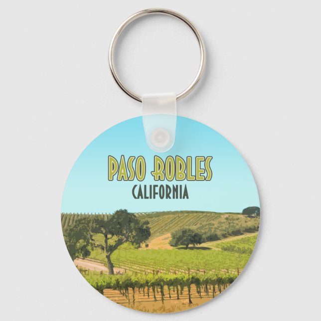 Paso Robles California Vineyard Vintage Keychain (Front)