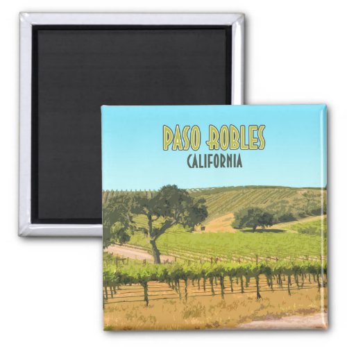 Paso Robles California Vineyard Vintage Magnet