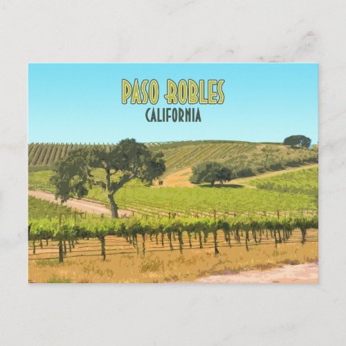 Paso Robles California Vineyard Vintage Postcard