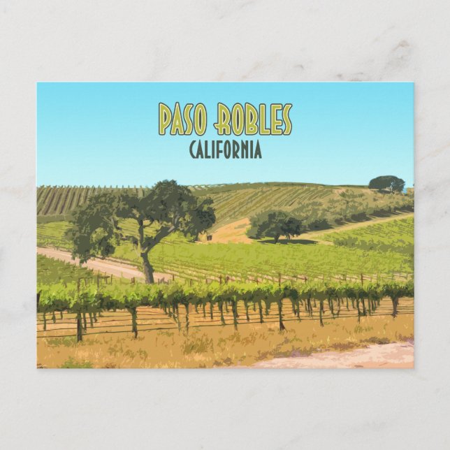 Paso Robles California Vineyard Vintage Postcard (Front)