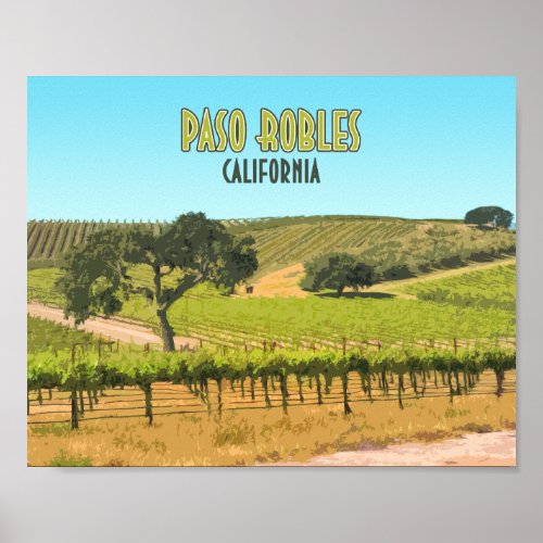 Paso Robles California Vineyard Vintage Poster