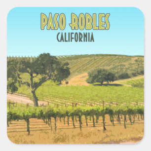 Paso Robles California Vineyard Vintage Square Sticker
