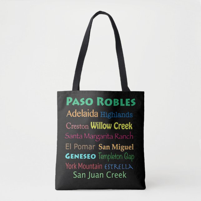 Paso Robles Colorful Wine Country Tote Bag (Front)