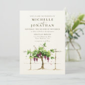 Paso Robles Vineyard Winery Grapevine Wedding Invitation (Standing Front)