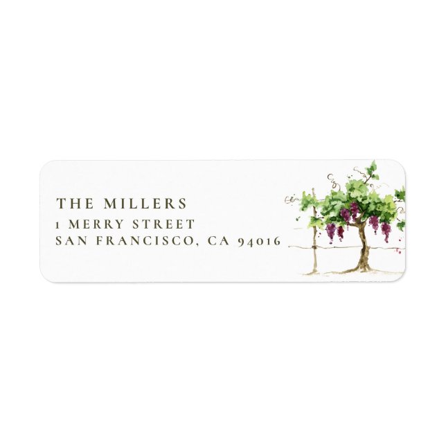 Paso Robles Vineyard Winery Wedding Address Label (Front)