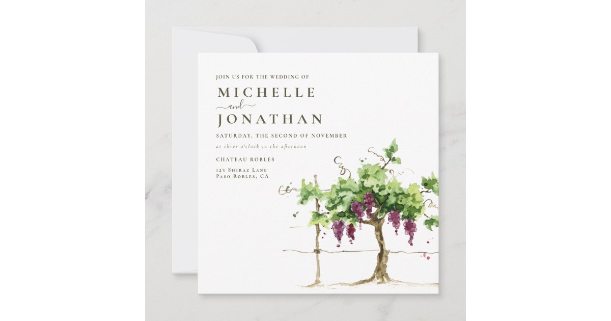 Paso Robles Vineyard Winery Wedding Invitation Zazzle