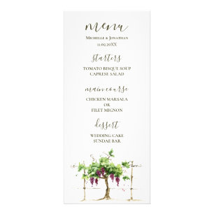 Paso Robles Vineyard Winery Wedding Reception Menu