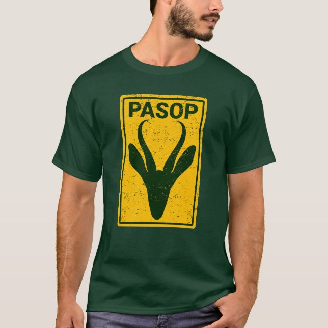 Pasop Springbok Warning Sign South Africa Rugby T-Shirt (Front)