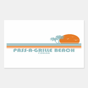 Pass-a-Grille Beach Florida Sun Palm Trees Rectangular Sticker