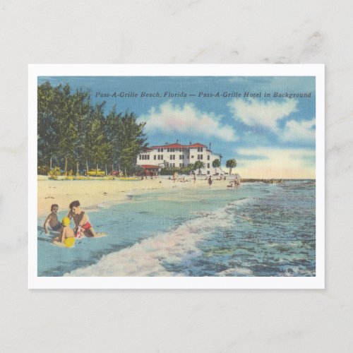 Pass_A_Grille Beach Florida vintage beach scene Postcard