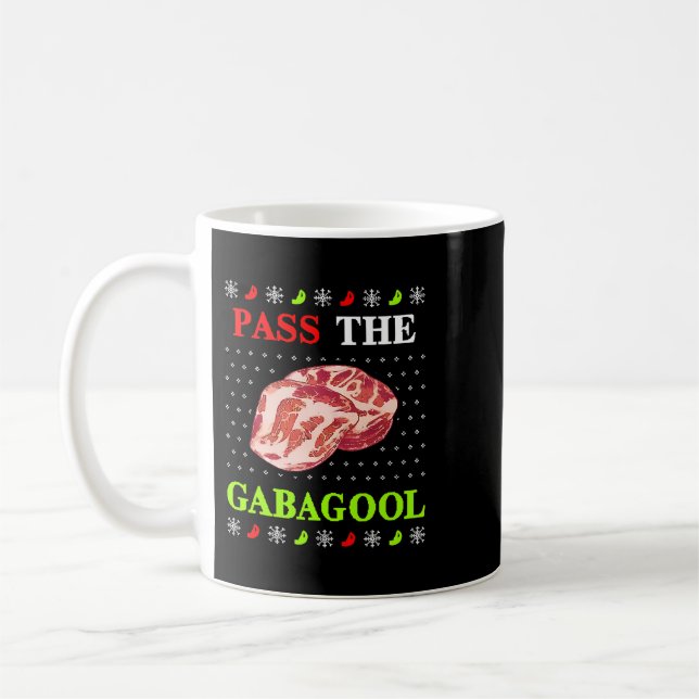 Pass the Gabagool Tacky Ugly Christmas Sweater For Coffee Mug (Left)