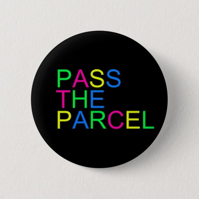 Pass the Parcel Pinback Button (Front)